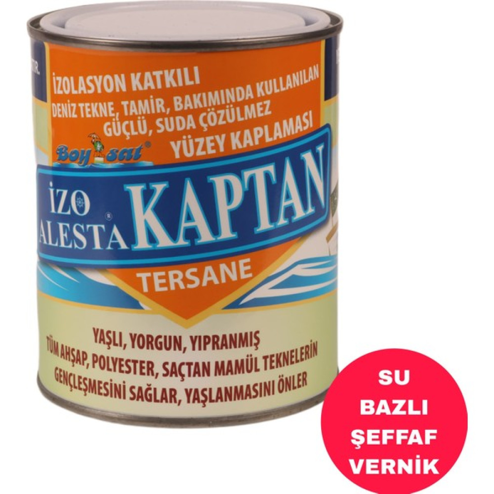 Boysat Izo Alesta Kaptan Su Bazlı Tekne Iç ve Dış Cephe Şeffaf Vernik 750 gr İç Cephe Duvar Boyası Fiyatı