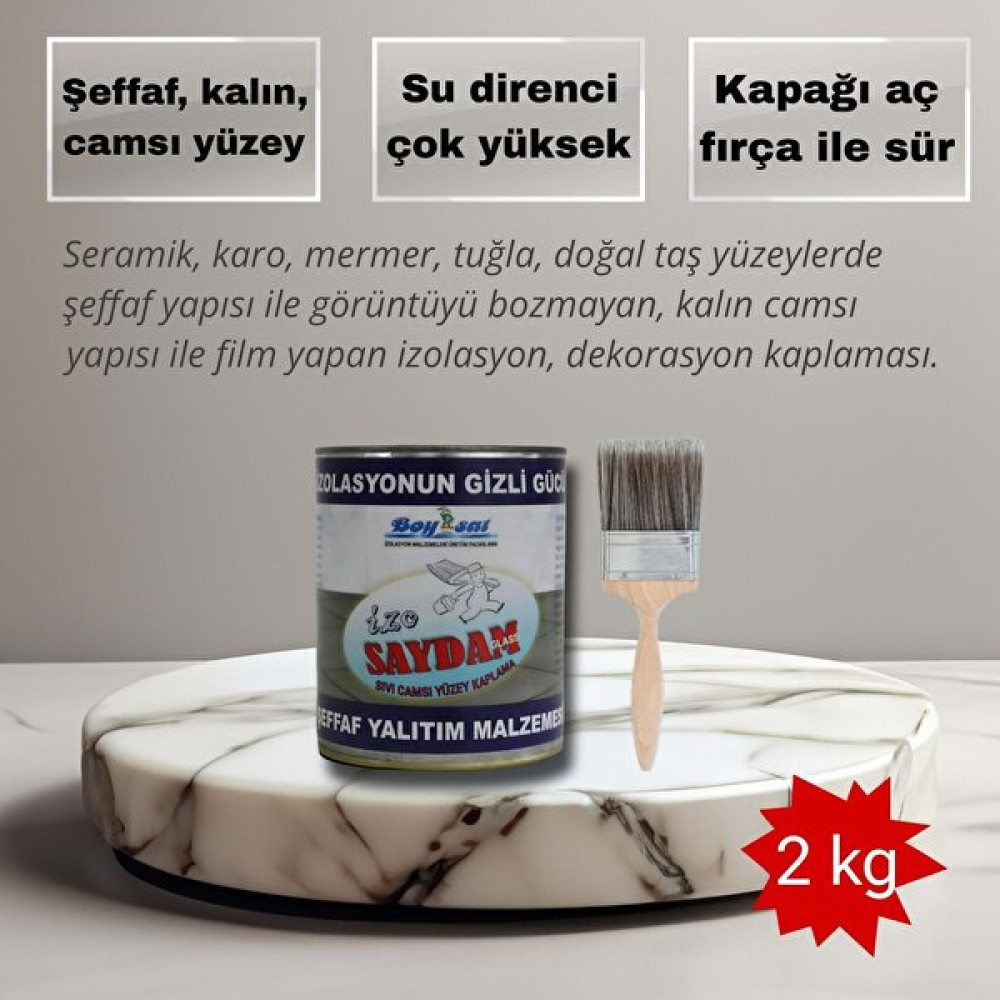 Boysat Izo Saydam Glass Seramik Karo Mermer Şeffaf Sıvı Cam Izolasyon Kaplaması 2 kg Dış Cephe Yalıtım Malzemeleri Fiyatı