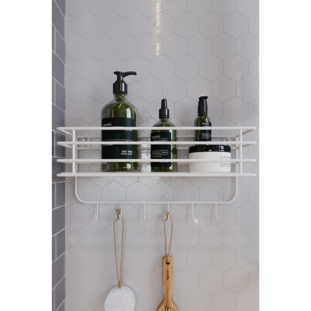 Boz Concept Home 6 Kancalı Süper Lüks Banyo Düzenleyici Banyo Aksesuar Şampuanlık Banyo Rafı - Beyaz Banyo Aksesuarları Fiyatı