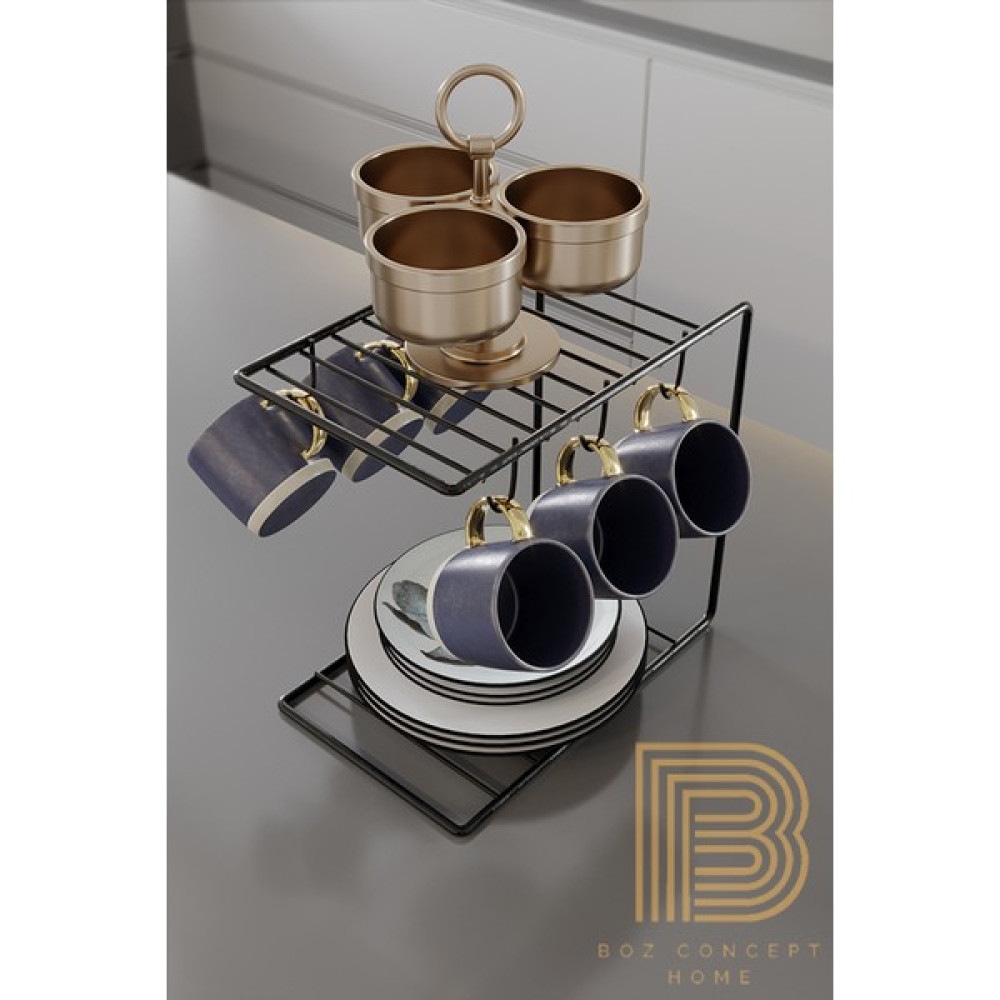 Boz Concept Home 6lı Kahve Fincan Askılığı Kupa Askısı Mutfak Düzenleyicisi - Siyah Mutfak Gereçleri Fiyatı