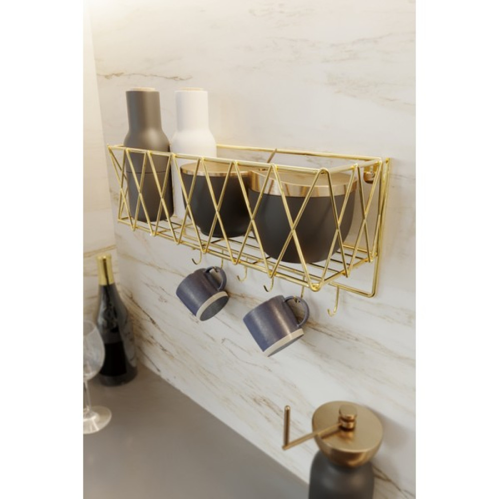 Boz Concept Home Mutfak Rafı Lüks Modern Mutfak Düzenleyici Kancalı Sepet Organizer Duvar Rafı Fiyatı