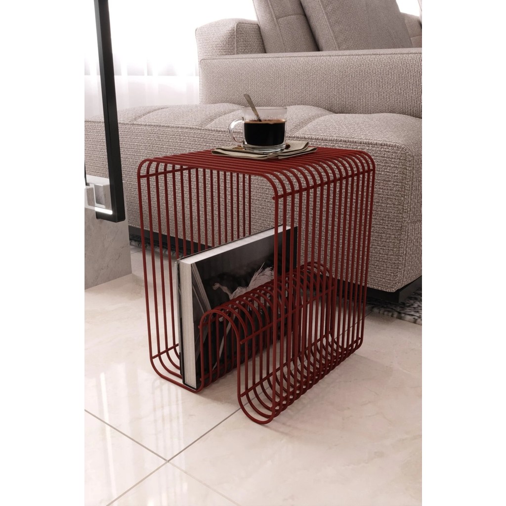 Boz Concept Home Viyana Tel Metal Tasarımlı Modern Paslanmaz Yan Sehpa, Dekoratif Metal Sehpa - Kiremit Yan Sehpa Fiyatı