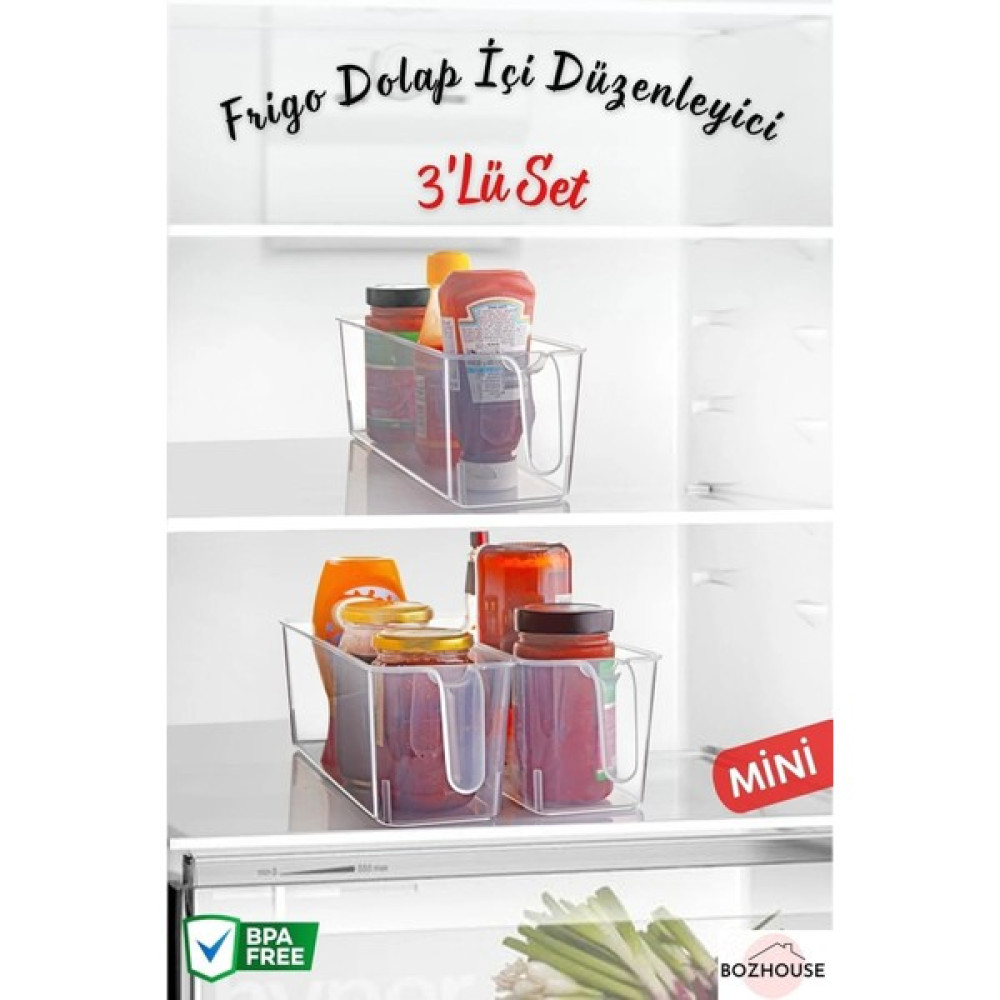 Boz House Frigo Kulplu Mini Buzdolabı & Dolap Içi Düzenleyici Saklama Organizer 3 Adet Saklama Kapları Fiyatı