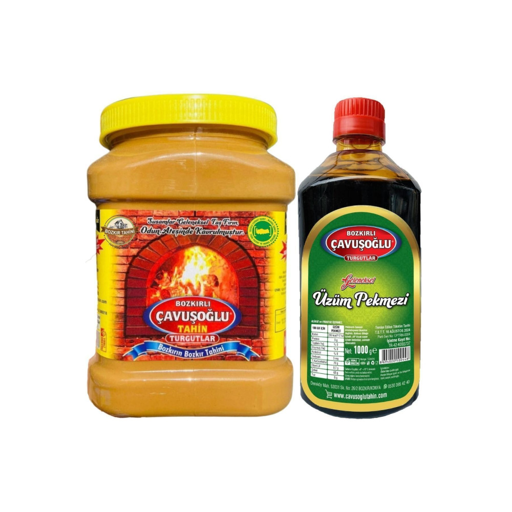 Bozkırlı Çavuşoğlu Bozkır Tahini Süper Ikili (KEPEKSİZ TAHİN 930G - PEKMEZ 1000G) Tahin Pekmez ve Helva Fiyatı