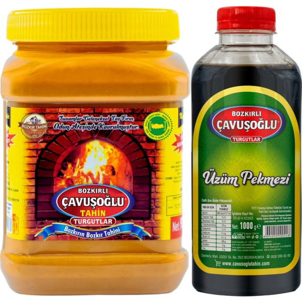 Bozkırlı Çavuşoğlu Çavuşoğlu Tahin Kepeksiz 930 gr + Çavuşoğlu Üzüm Pekmezi 1000 gr Tahin Pekmez ve Helva Fiyatı