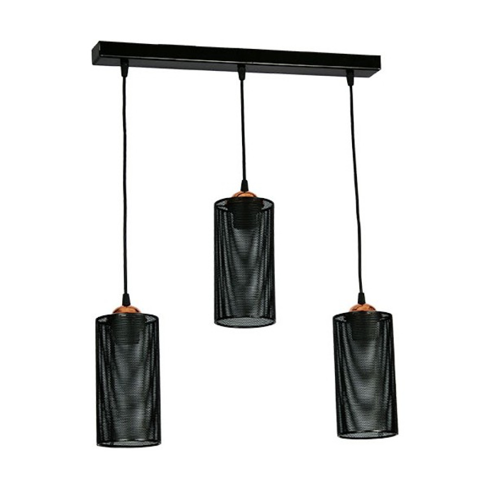 Bozyaka Aydınlatma DW071-3 Dekoratif 3'lü Kafesli Metal Tavan Sarkıt Modern Iç Mekan - Siyah Avize Fiyatı