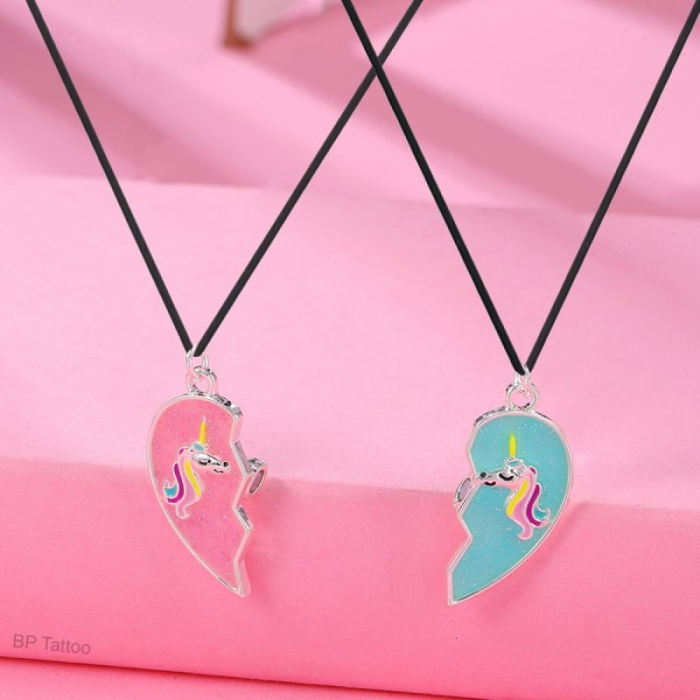 BP Tattoo Mıknatıslı Kalp Unicorn Best Friends Metal 2'li Arkadaşlık Kolyesi Bijuteri Kolye Fiyatı