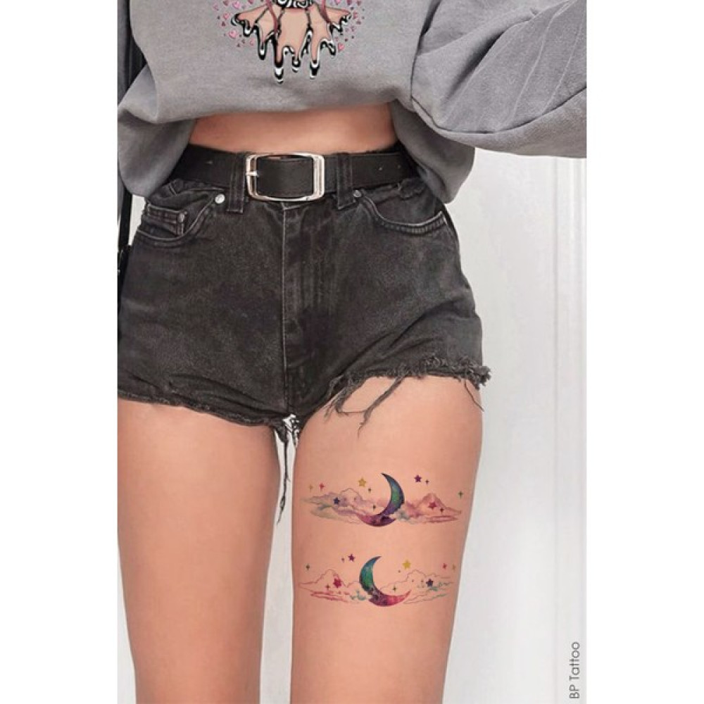 BP Tattoo Moonlight Renkli Ay ve Yıldız Geçici Dövme Altın, Takı & Aksesuar Fiyatı