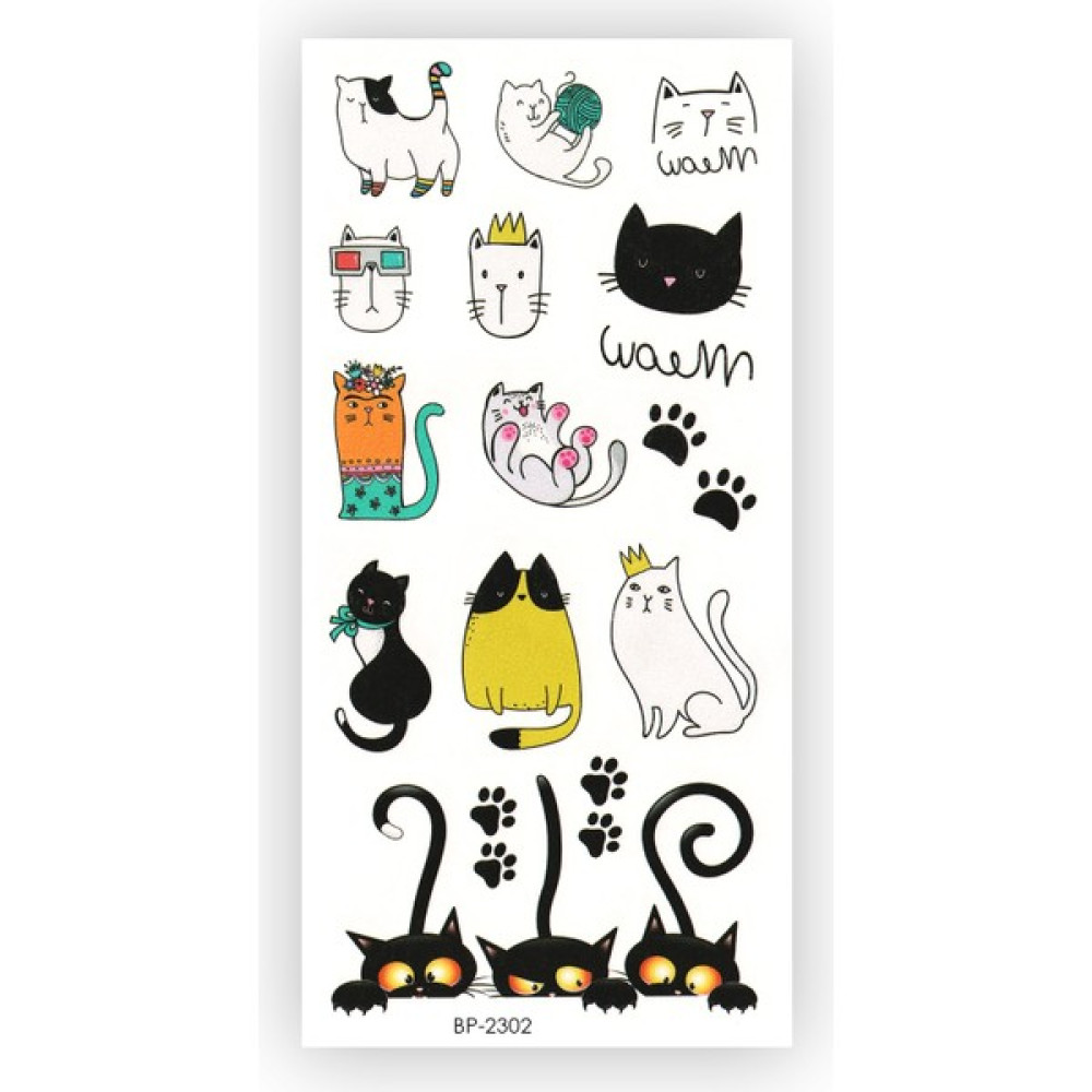 BP Tattoo Tatlı Pisicikler Geçici Kedi Dövmesi Altın, Takı & Aksesuar Fiyatı
