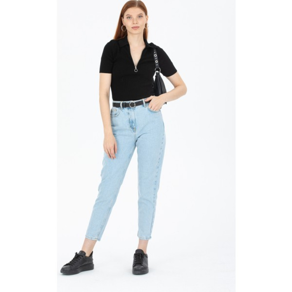 Bpf Buz Mavi Yüksek Bel Mom Jeans Kadın Pantolon Fiyatı