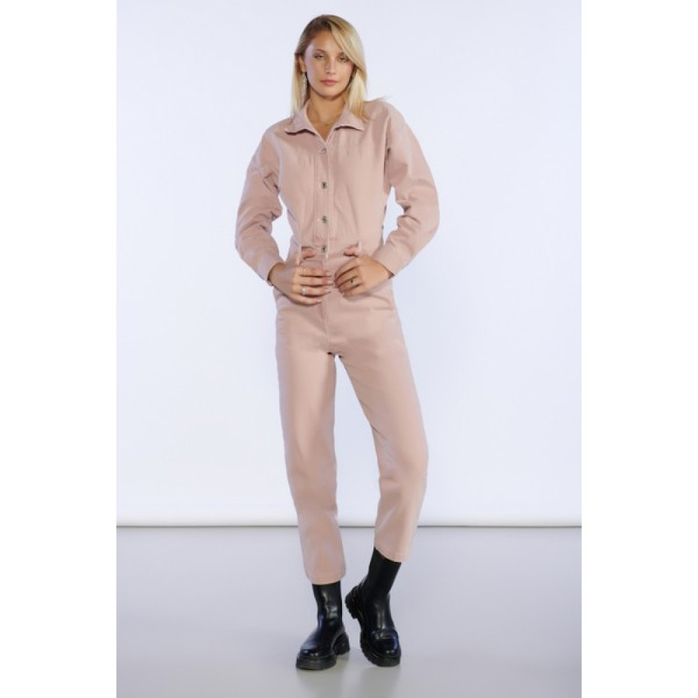 Bpf Pembe Önden Düğmeli Denim Tulum Bayan Tulum ve Salopet Fiyatı
