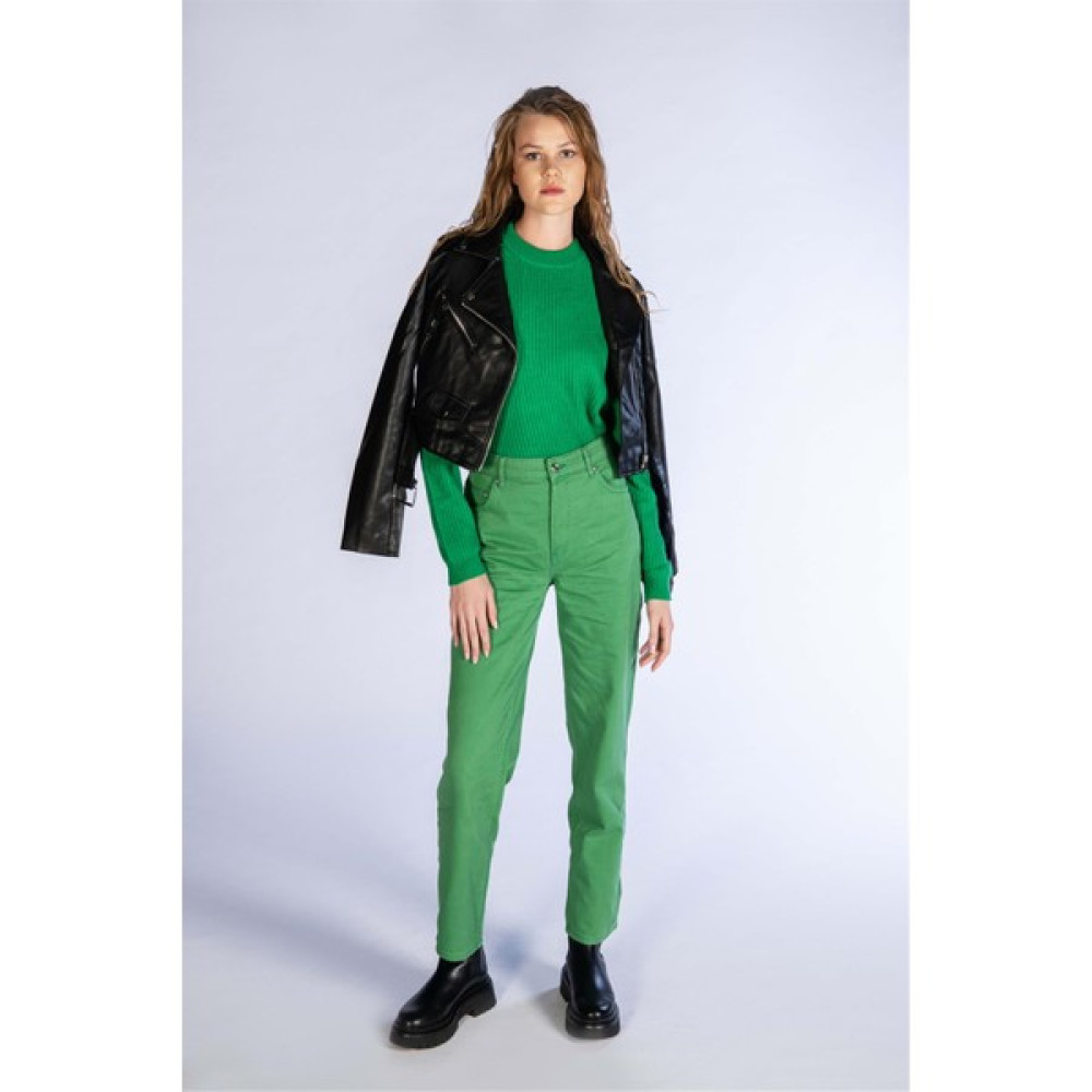 Bpf Yeşil Yüksek Bel Mom Jeans Kadın Pantolon Fiyatı