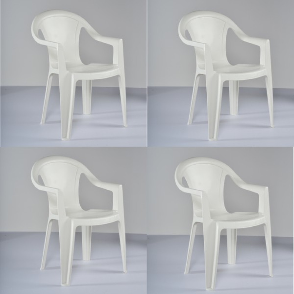 Bplas Denia 2 Plastik Sandalye (4'lü Set) - Beyaz - 56 x 57 x 83 cm Bahçe Sandalyesi Fiyatı