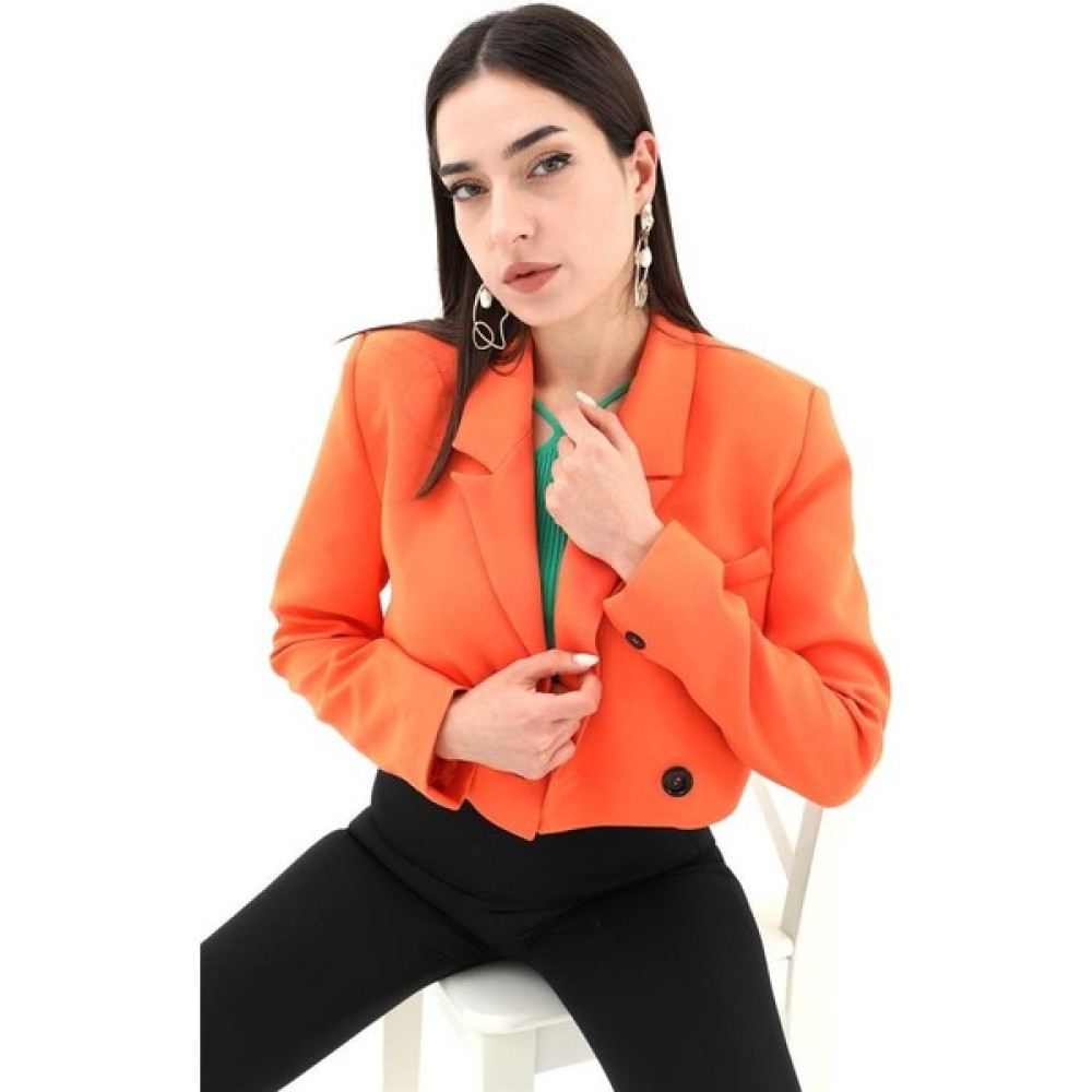 Bpm Crop Blazer Kısa Ceket - Turuncu Bayan Ceket Fiyatı