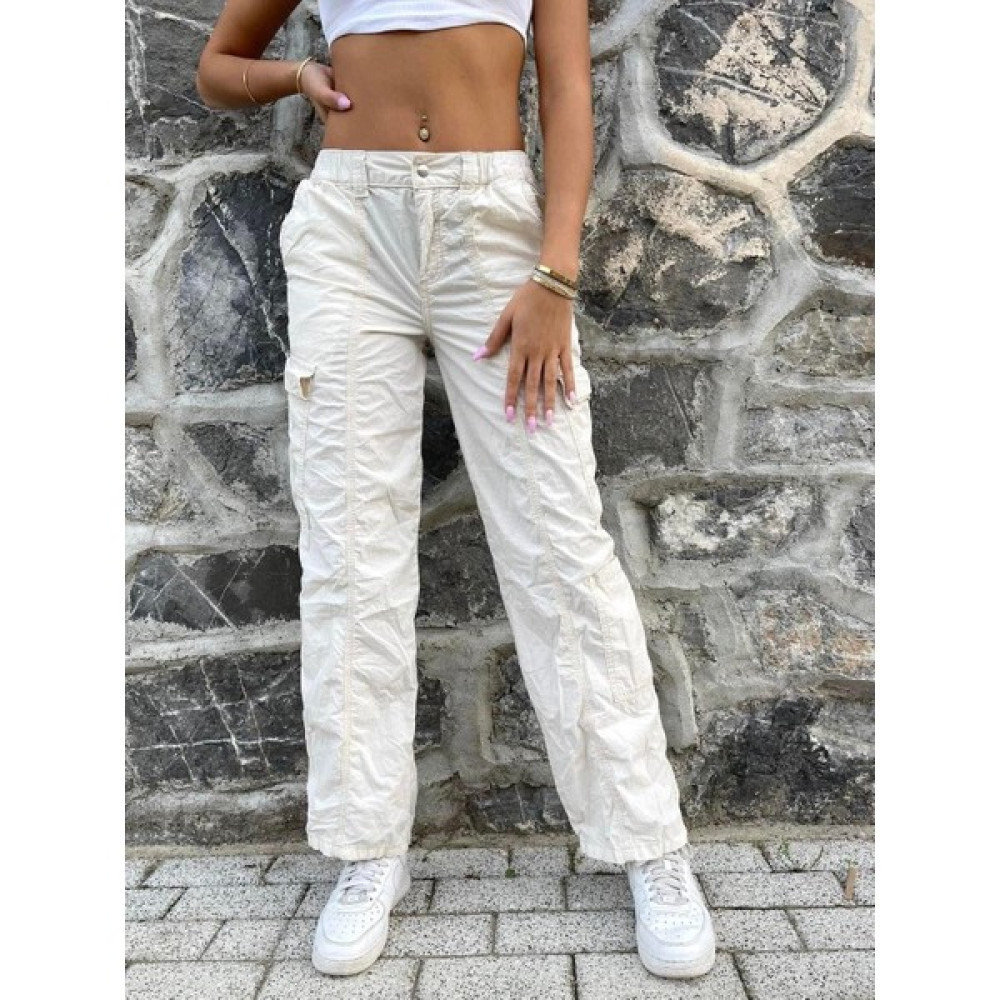 Bpm Design Kadın Baggy Bol Paça Kargo Pantolon Ekru Bayan Jeans / Kot Pantolon Fiyatı