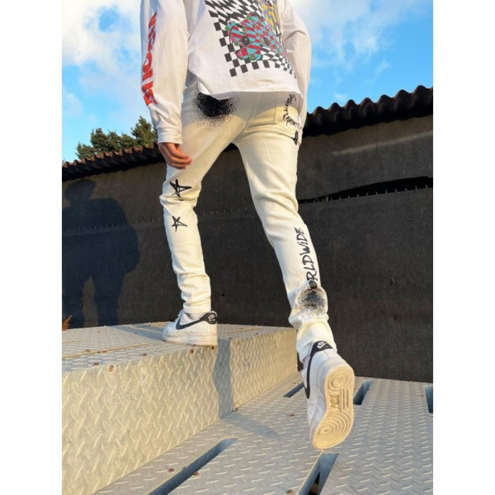 Bpm Man Worldwide Splash Slim Jeans Erkek Kot Pantolon Beyaz Erkek Jeans / Kot Pantolon Fiyatı