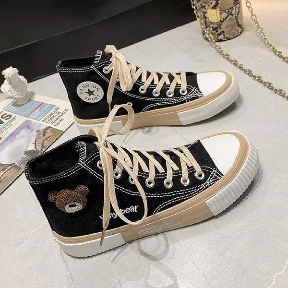 Bra2nd Ilkbahar Yaz Moda Ayı Kadınlar Kanvas Ayakkabılar Yüksek Top Kanvas Ayakkabılar Dantel Up Gündelik Ayakkabı Kadın Kapalı Beyaz Ayakkabı Snea... Kadın Günlük Ayakkabıları Fiyatı