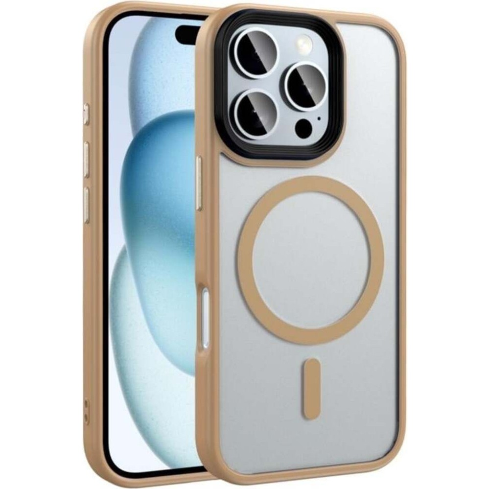 Brabus iPhone 16 Pro Max Uyumlu Magsafe Özellikli Transparan Kenarları Yumuşak Fall Silikon Kılıf - Altın Cep Telefonu Kılıfı Fiyatı