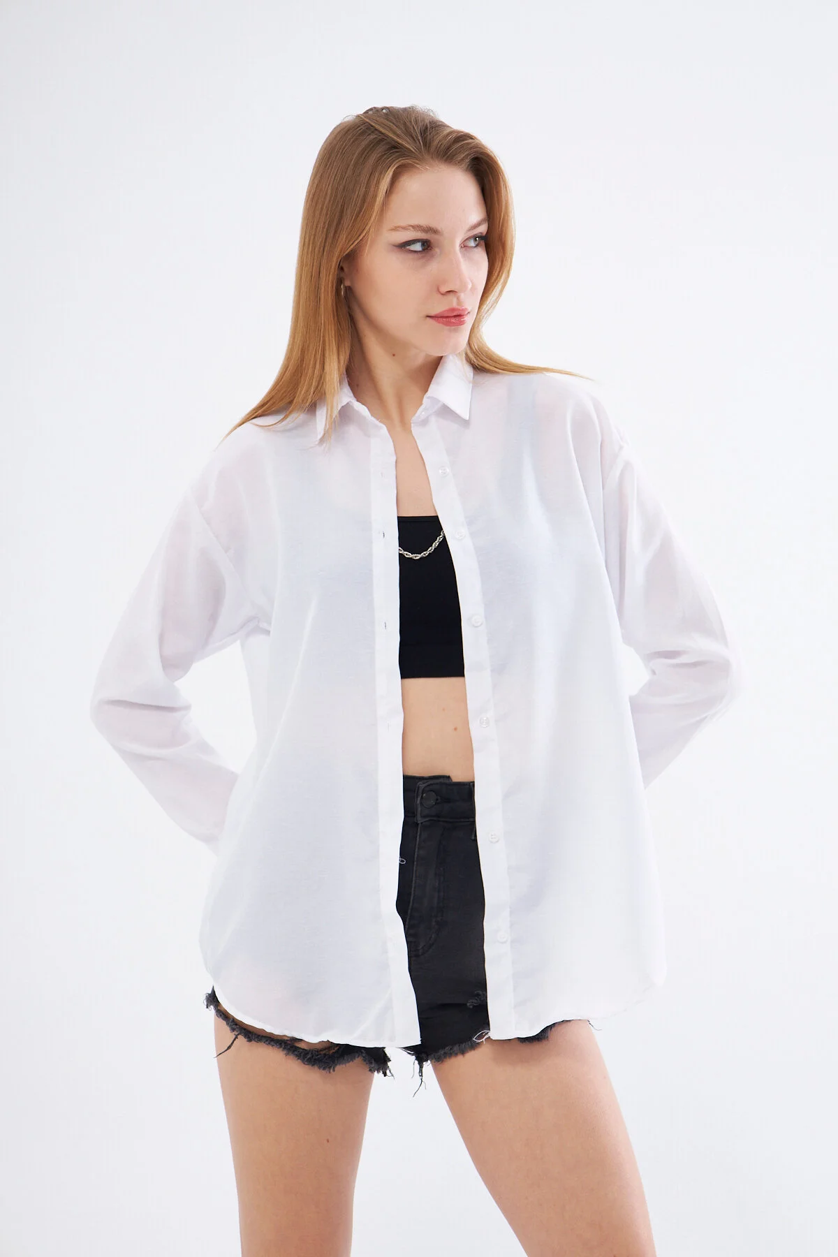brako tekstil Kadın Beyaz Oversize Uzun Basic Gömlek L Beden" Kadın Gömlek Fiyatı