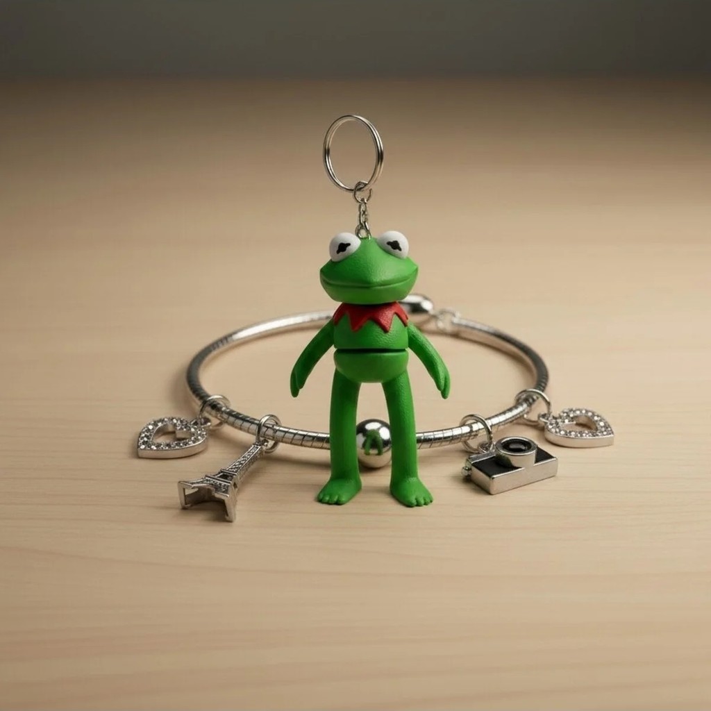 Brand House Çok Renkli 3D Kermit Kurbağa Flexi Anahtarlık Charm Hareketli Çanta Süsü Hediyelik Diğer Fiyatı