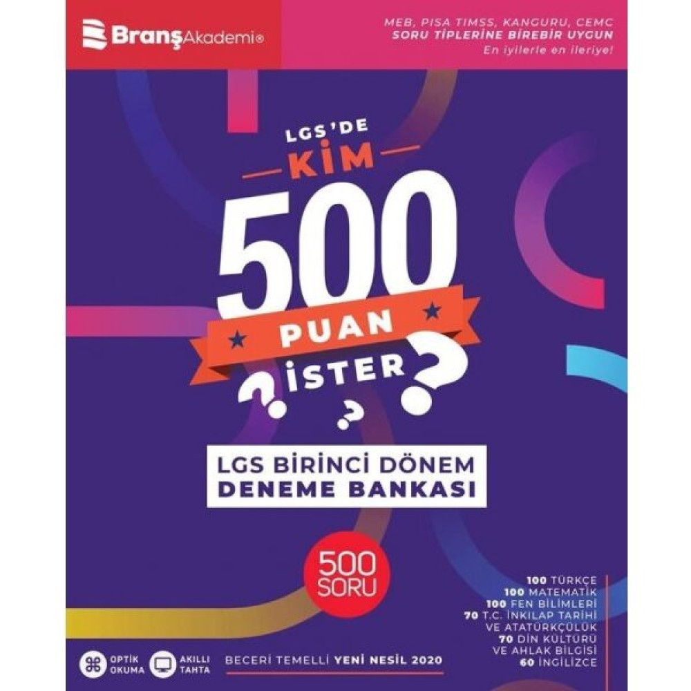 Branş Akademi 8. Sınıf LGS'de Kim 500 Puan İster İlk Dönem Deneme Bankası Tüm Dersler Fiyatı