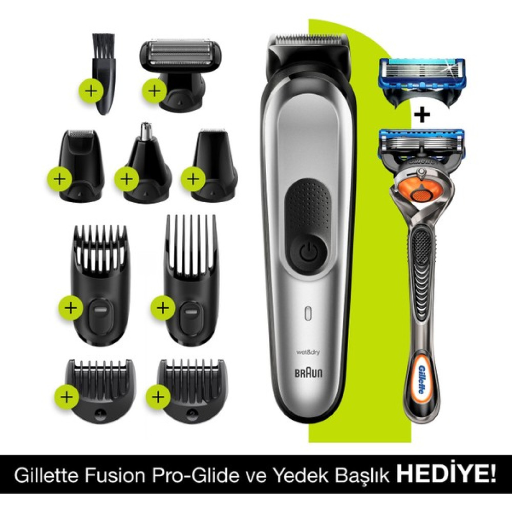 Braun MGK 7220 Erkek Bakım Kiti Islak & Kuru 10in1 Şekillendirici + Gillette Tıraş Makineleri Fiyatı