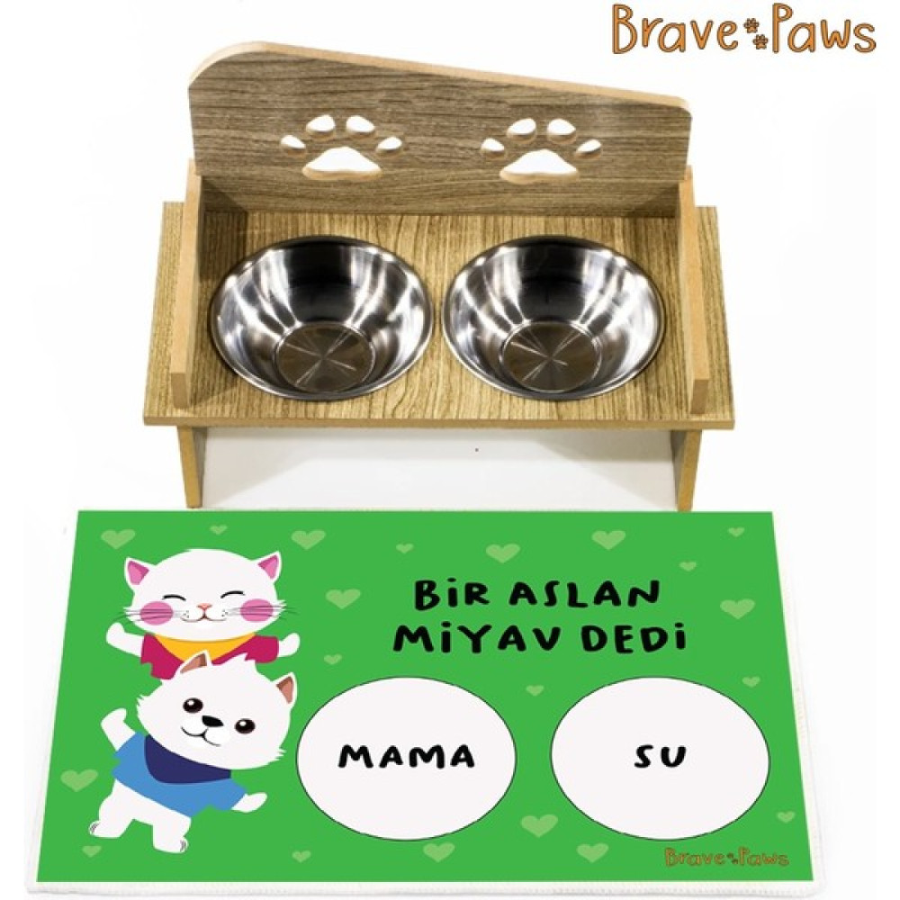 Brave Paws Ahşap Mama ve Su Kabı + Kaydırmaz Paspas(65*45cm) Evcil Hayvan Ürünleri Fiyatı