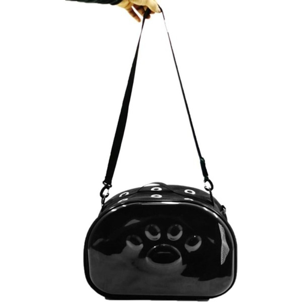 Brave Paws Şeffaf Elips Model El Sırt ve Askılı Kedi Köpek Taşıma Çantası Fileli Fermuarlı Yan Cepli 44*34*28CM - Siyah Evcil Hayvan Ürünleri Fiyatı