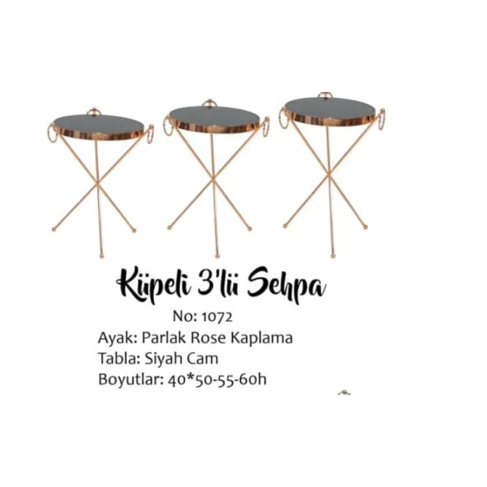 Brc Zigon Küpe13300 Metal Bakır Roza Renk Ayak Kırılmaz Temper Siyah Cam El Yapım Tv Ünitesi / Sehpası Fiyatı