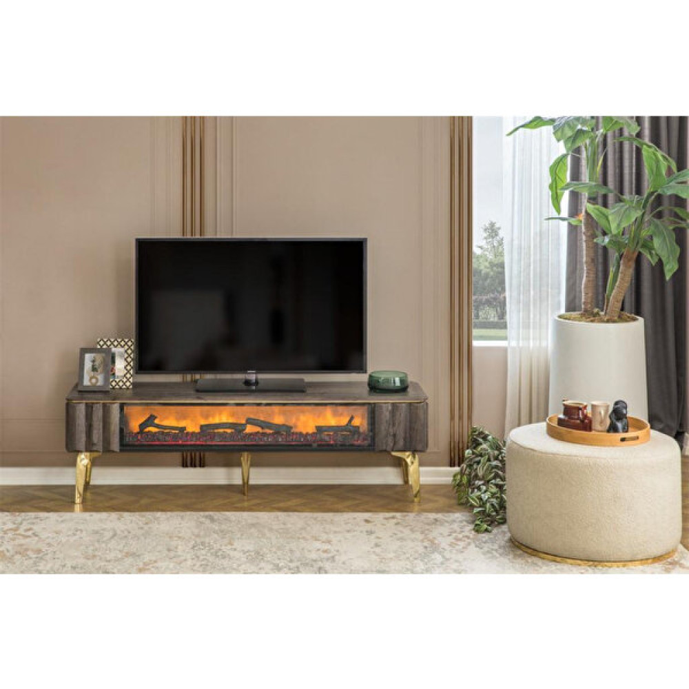 Breda Home Concept Uno Koyu Ceviz Şomineli Tv Ünitesi Tv Ünitesi / Sehpası Fiyatı