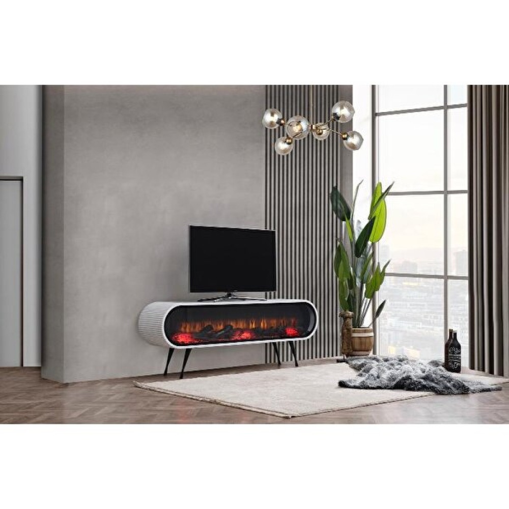 Breda Home Duo Mdf Şömineli Beyaz Tv Ünitesi Tv Sehpası Tv Ünitesi / Sehpası Fiyatı