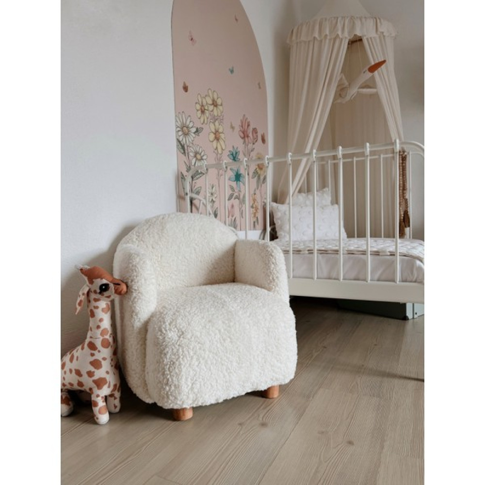 Breda Home Teddy Kumaşlı Ahşap Ayaklı Çocuk Bebek Koltuğu Sandalyesi - Kırık Beyaz Bebek-Çocuk Odası Fiyatı