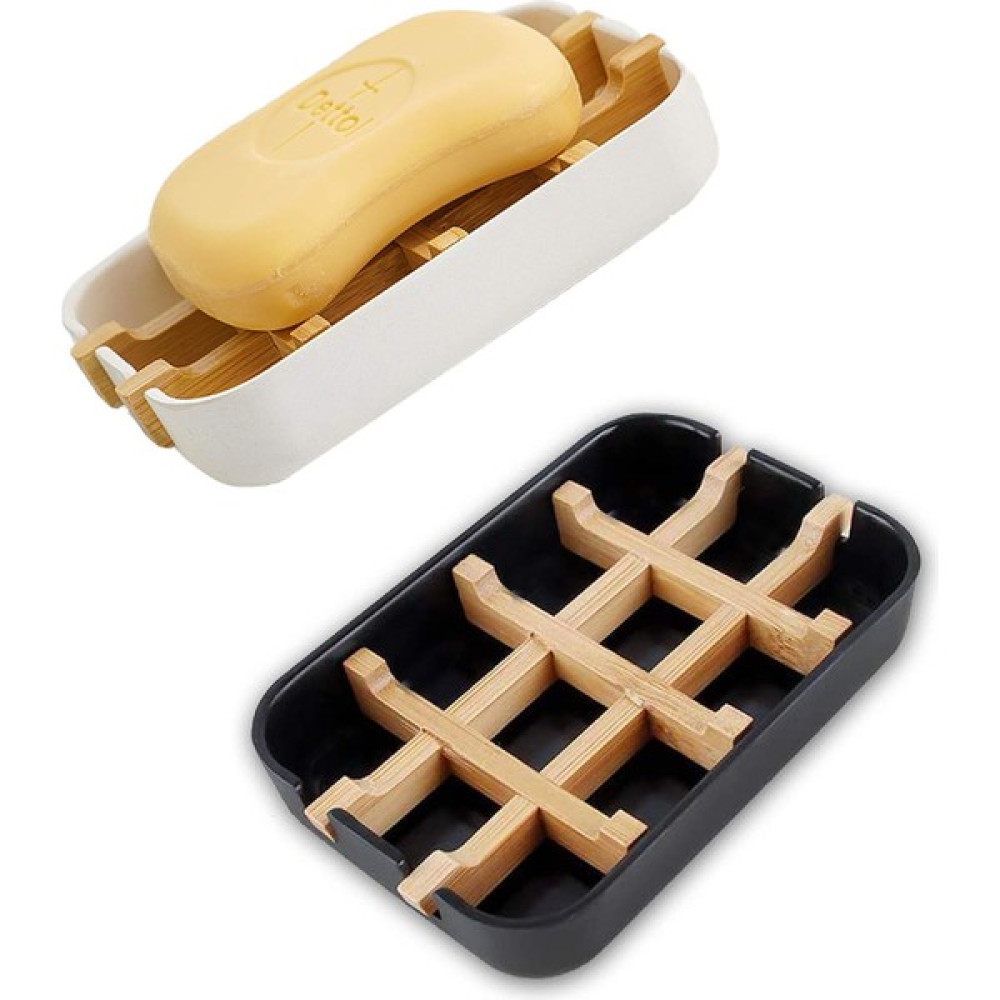 Breeze 2 Parça Doğal Bambu Duş Sabunluk, Sabun Kutusu, Bambu Sabun Kutusu, Drenaj Tepsili Ahşap Bambu Sabun Izgarası, Katı Sabun Kutusu, Seyahat (Y... Sabunluk Fiyatı