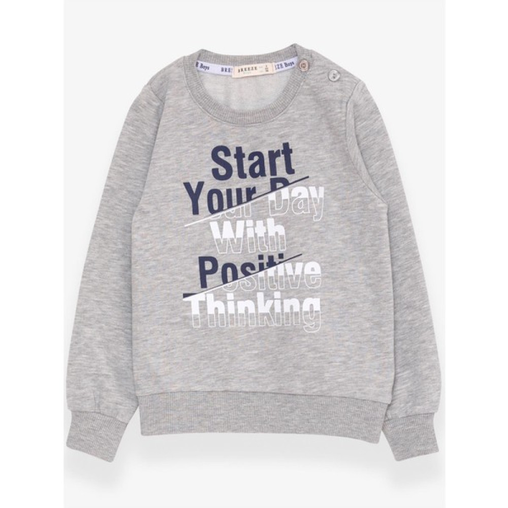 Breeze Erkek Çocuk Sweatshirt Yazı Baskılı 2-6 Yaş, Gri Melanj Erkek Çocuk Sweatshirt Fiyatı