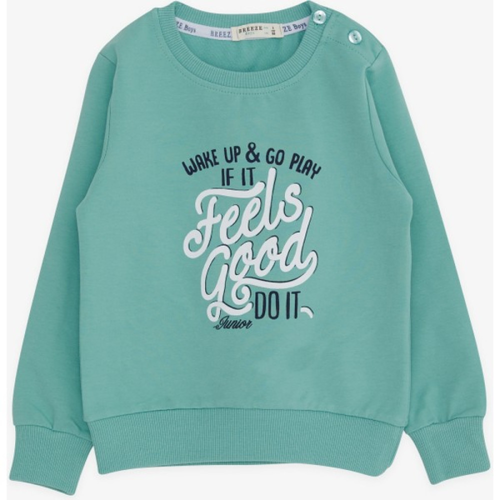 Breeze Erkek Çocuk Sweatshirt Yazı Baskılı 2-6 Yaş, Mint Yeşili Erkek Çocuk Sweatshirt Fiyatı
