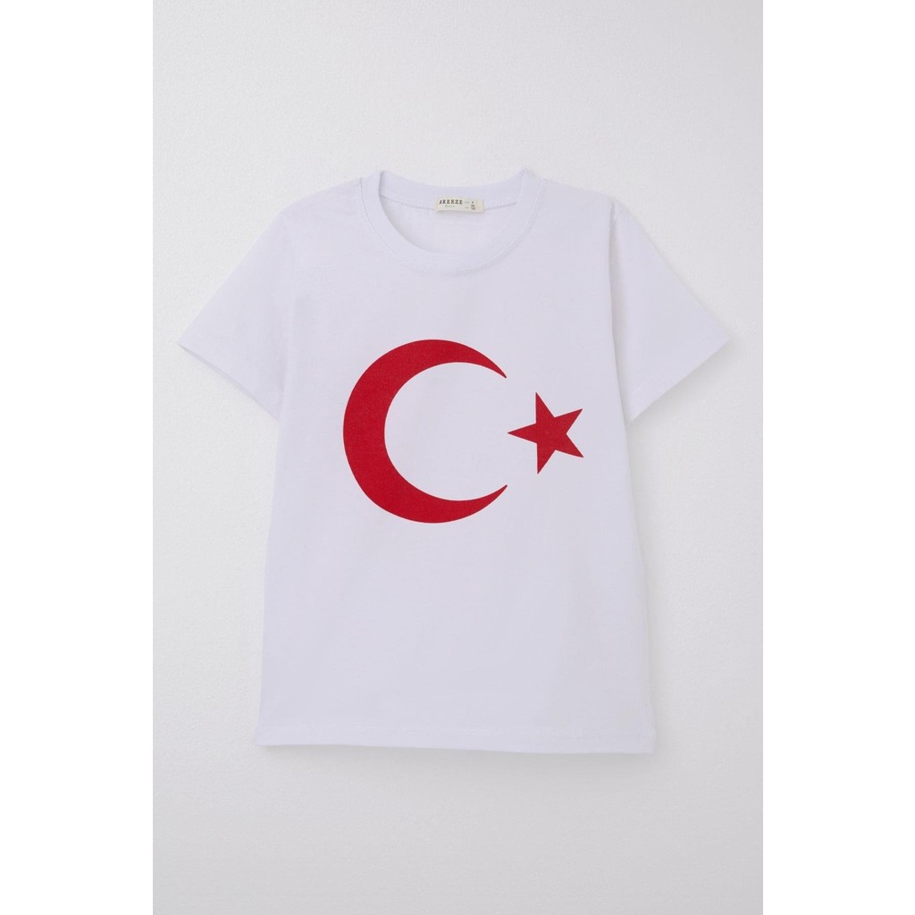 Breeze Erkek Çocuk Tişört Türk Bayraklı 4-14 Yaş, Beyaz Erkek Çocuk T-shirt Fiyatı