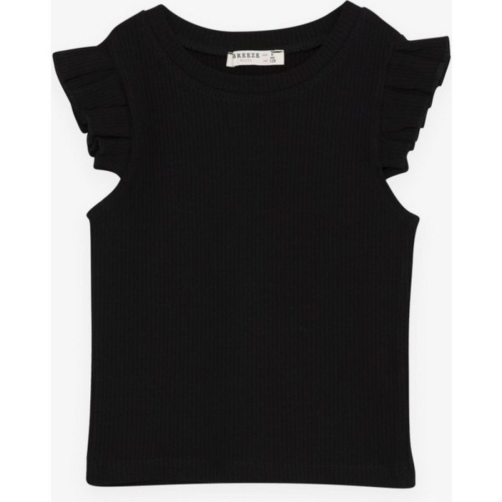 Breeze Kız Çocuk Crop Tişört Kolları Fırfırlı 8-14 Yaş, Siyah Kız Çocuk T-shirt Fiyatı