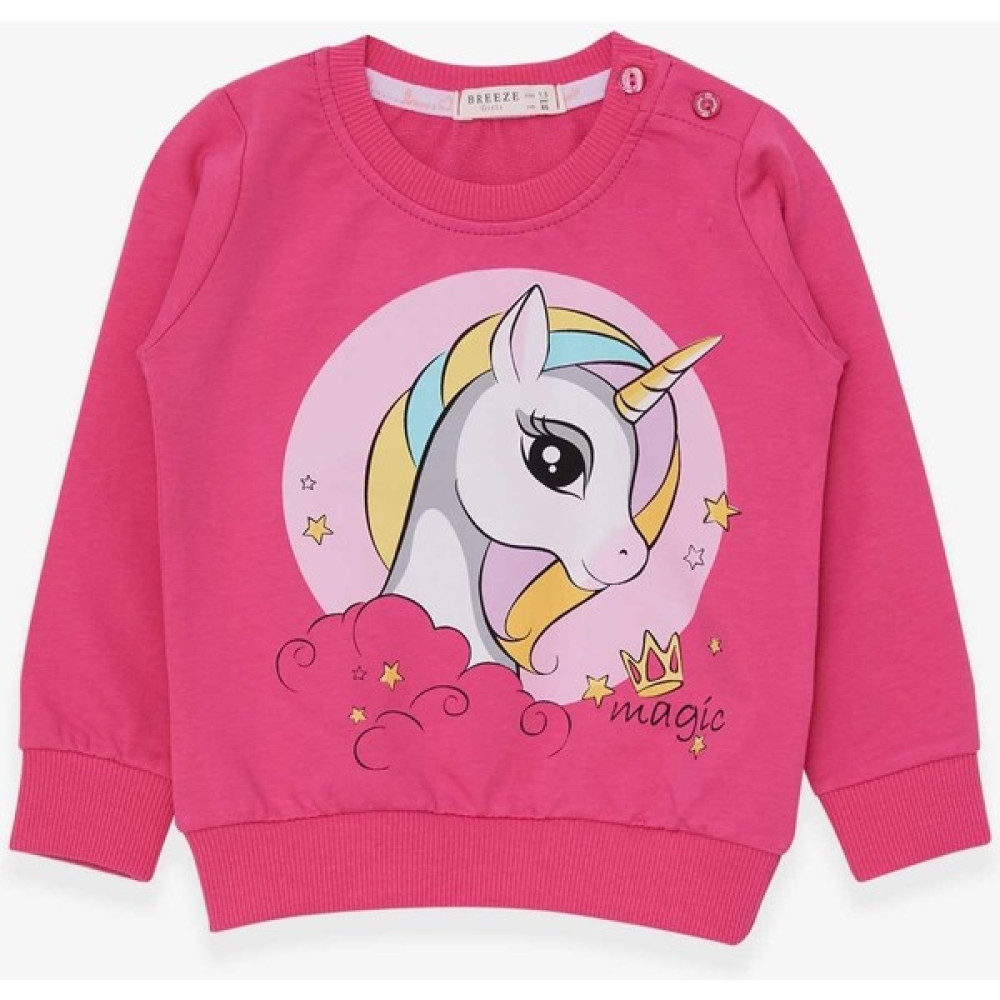Breeze Kız Çocuk Sweatshirt Baskılı Unicorn 1.5-5 Yaş, Pembe Kız Çocuk Sweatshirt Fiyatı