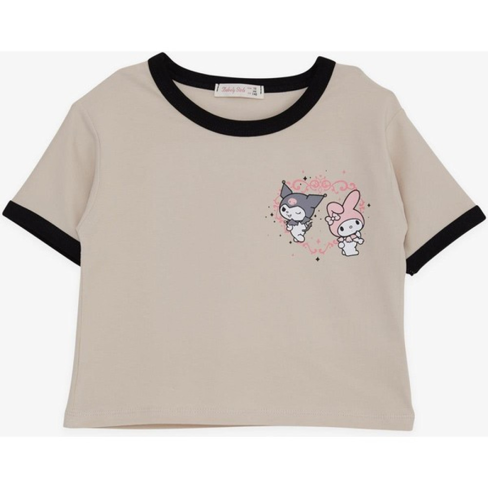 Breeze Kız Çocuk Tişört Crop Çizgi Film Karekter Kuromi & My Melody Baskılı 9-16 Yaş, Bej Kız Çocuk T-shirt Fiyatı