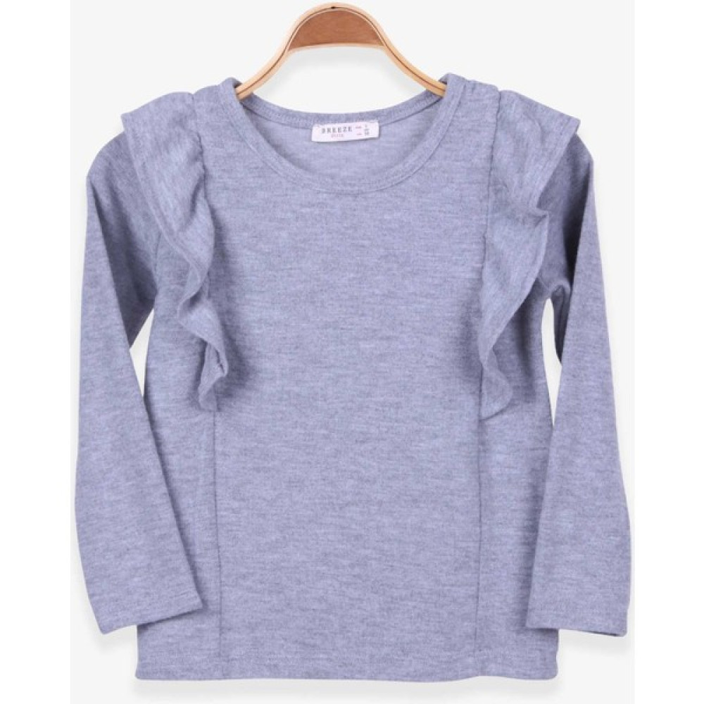 Breeze Kız Çocuk Uzun Kollu Bluz Omuzu Fırfırlı Gri (3-8 Yaş) Kız Çocuk T-shirt Fiyatı