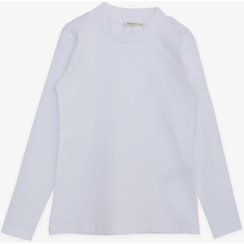 Breeze Kız Çocuk Uzun Kollu Tişört Dik Yaka Basic 4-8 Yaş, Beyaz Kız Çocuk T-shirt Fiyatı