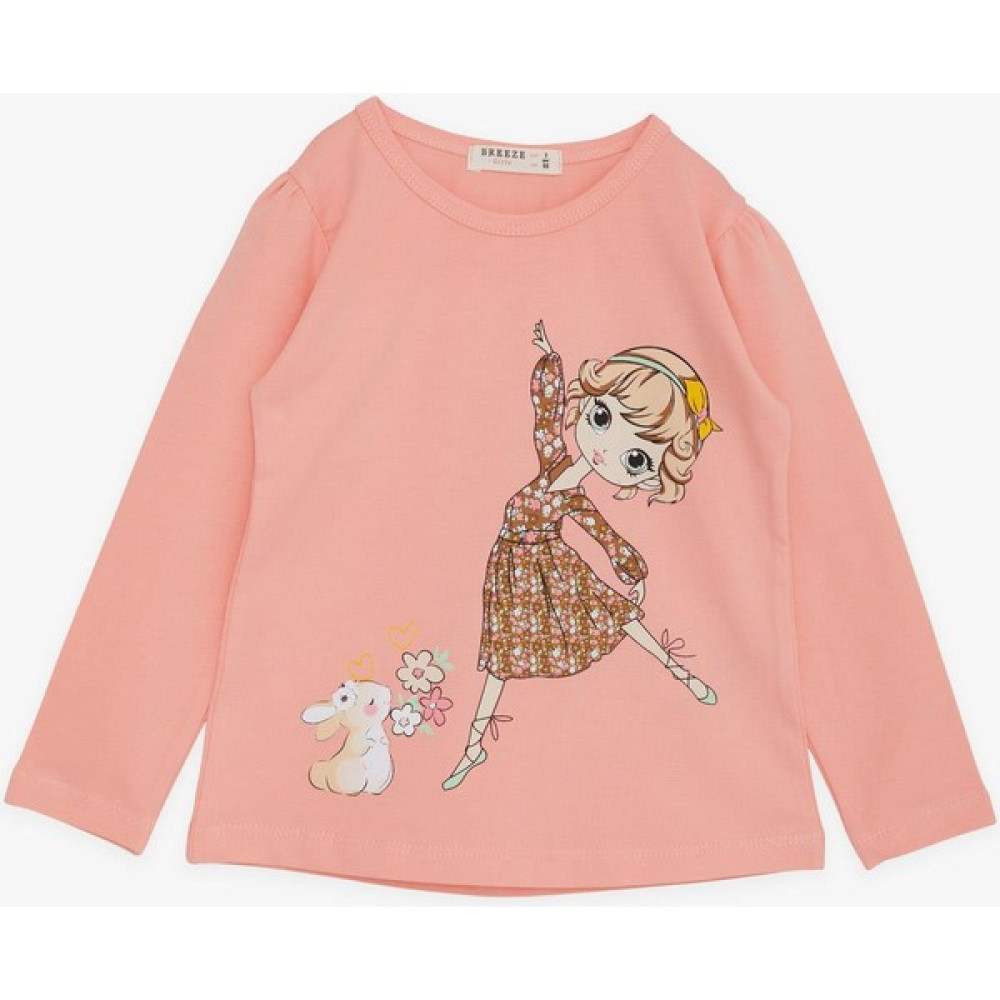 Breeze Kız Çocuk Uzun Kollu Tişört Dostluk Temalı Dansçı Kız Baskılı 2 6 Yaş Somon Kız Çocuk T-shirt Fiyatı