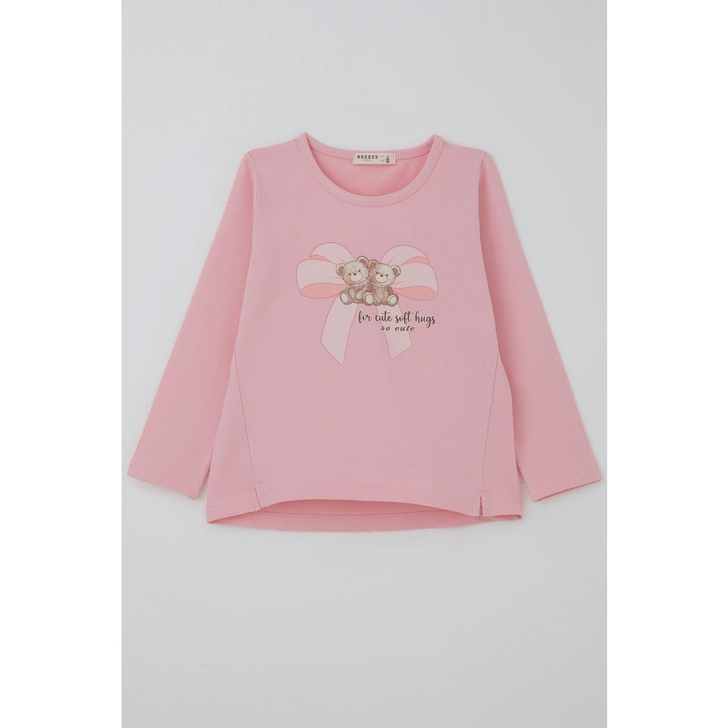 Breeze Kız Çocuk Uzun Kollu Tişöt Arkadaş Temalı Minnoş Ayıcıklar 3-8 Yaş, Pembe Kız Çocuk T-shirt Fiyatı