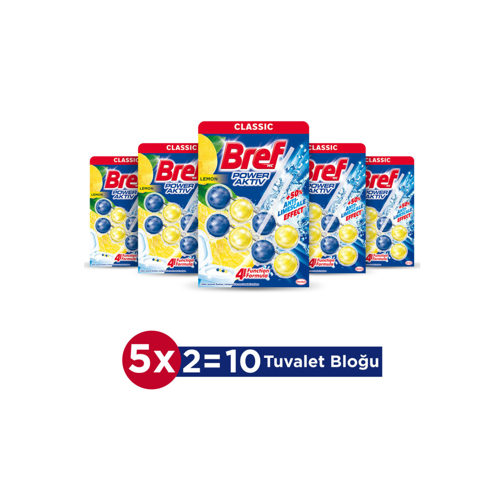 Bref Power Aktiv Katı Tuvalet Bloğu 5 Adet Limon Ikili (5Lİ SET) Oda Kokusu Fiyatı