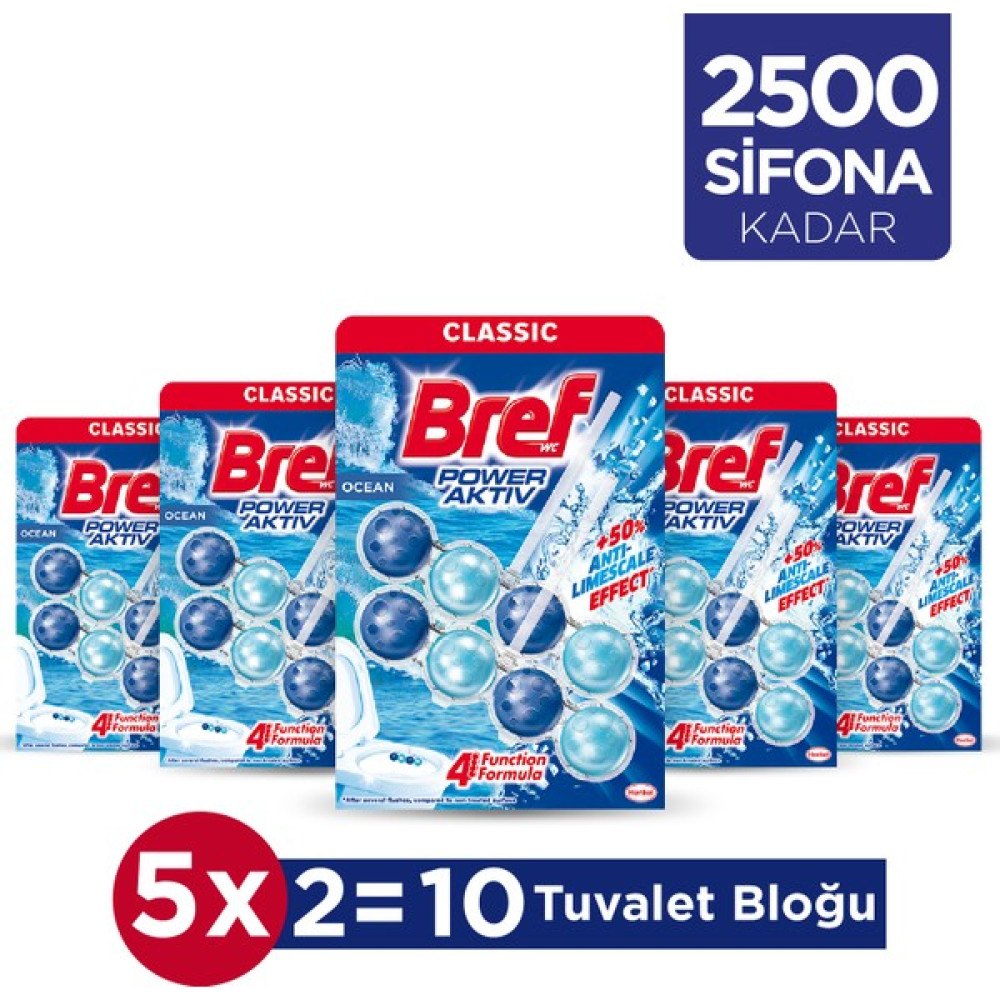 Bref Power Aktiv Katı Tuvalet Bloğu 5 Adet Okyanus İkili (5'li Set) Temizlik Malzemeleri Fiyatı