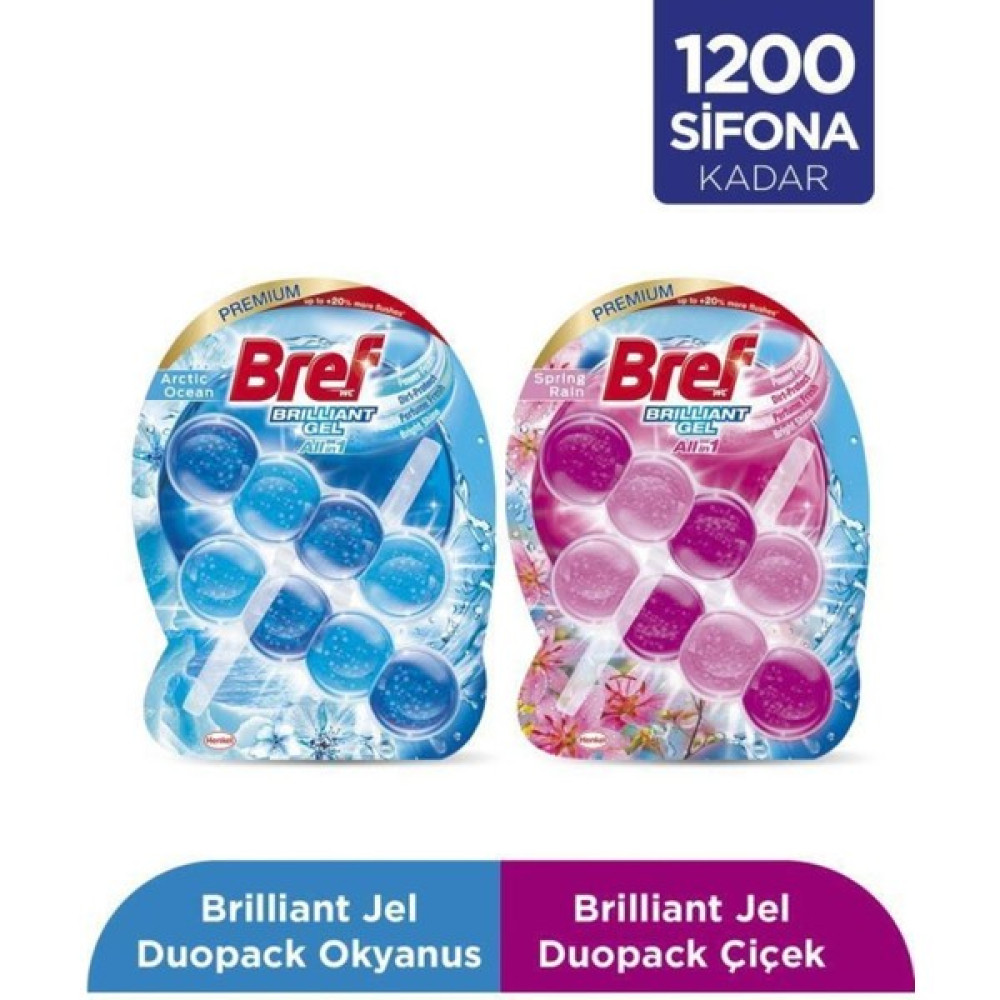 Bref Wc Brilliant Gel Duopack Klozet Bloğu 1 Çiçek + 1 Okyanus, 2 x 2'li Paket Oda Kokusu Fiyatı