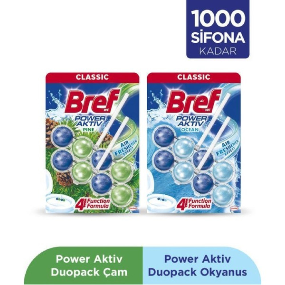 Bref Wc Power Aktiv Duopack Katı Tuvalet Bloğu 1 Çam 1 Okyanus, 2 x 2'li Paket Oda Kokusu Fiyatı