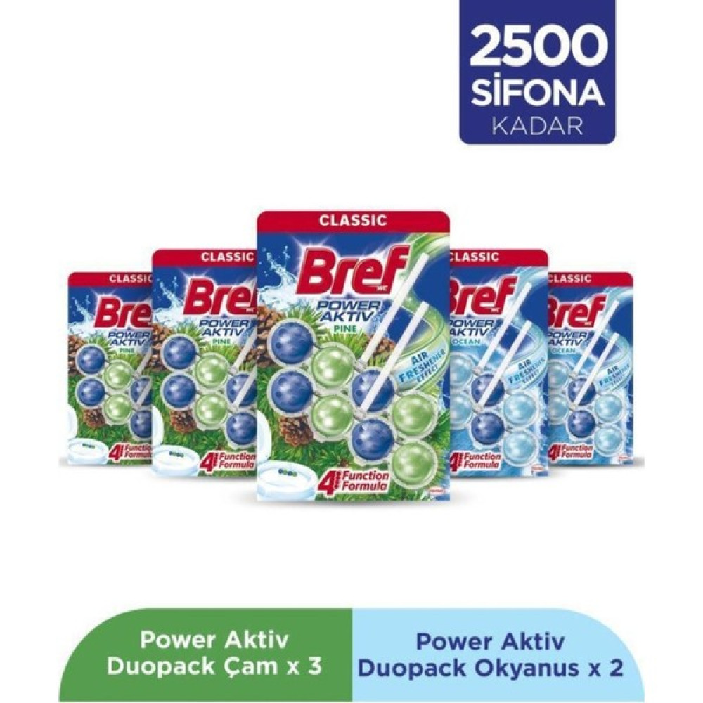 Bref Wc Power Aktiv Duopack Katı Tuvalet Bloğu 3 Çam 2 Okyanus, 5 x 2'li Paket Oda Kokusu Fiyatı