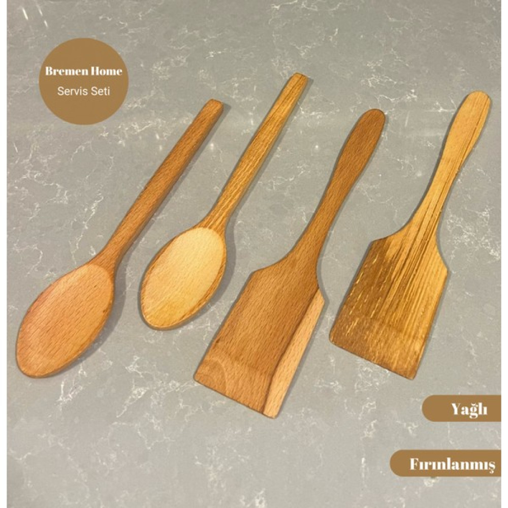Bremen Home 4’Lü Ahşap Mutfak Seti, Tahta Spatula Kaşık Seti (27 Cm) Mutfak Gereçleri Fiyatı
