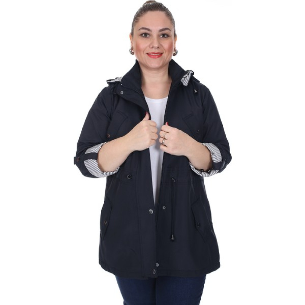 Brendon Kadın Büyük Beden Mevsimlik Trençkot 595 Lacivert/navy 21S32000595 Kadın Trençkot Fiyatı